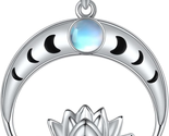 Mothers Day Gifts for Mom Wife, Lotus/Moon Necklace Sterling Silver Fidg... - $48.62