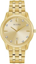 Bulova Sutton Mens Gold Tone Stainless Steel Bracelet Watch - £313.21 GBP