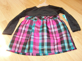 Baby Size 24 Months Healthtex Black Velour L/S Pink Plaid Holiday Dress New  - £9.43 GBP