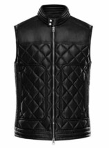Button Waistcoat Party Men Black 100% Lambskin Leather Vest Coat Jacket Western - £86.29 GBP+