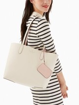 NWB Kate Spade Ava Reversible White Leather Tote + Pouch Pink K6052 Dust... - £114.39 GBP