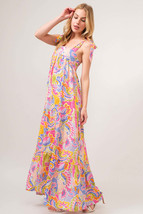 And The Why Full Size Printed Tie Shoulder Tiered Maxi Dress - £59.55 GBP
