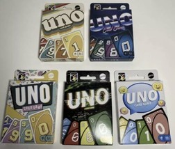 NEW Bundle of 5 Mattel UNO 1970&#39; - 2010&#39;s Retro Family Card Game Series #1 - #5 - £17.40 GBP