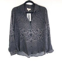 L&#39;Agence Silk Blouse Top Animal Print Long Sleeve Button Down Gray XS/T - £76.42 GBP