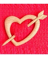 Handmade Wooden Heart &amp; Arrow Brooch – Beechwood Pin - $67.23 CAD