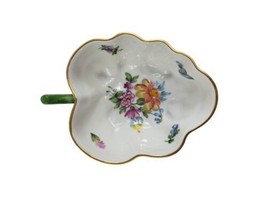 Herend Hungary Porcelain 680 BS Hand Crafted Leaf Trinket Handled Bowl - £95.47 GBP