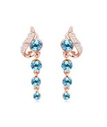 Austrian Crystal Gold Plated  Earrings Aquamarine - $16.99