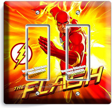 FLASH COMICS SUPER HERO YELLOW FLAMES DOUBLE GFCI LIGHT SWITCH WALL PLAT... - £11.10 GBP
