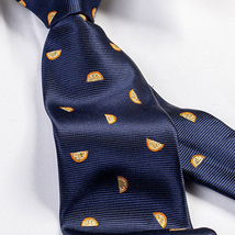 Kings Collection Men Formal Half Slice of Orange Ties Polyester Blue Neck Tie - £15.41 GBP
