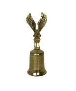 Vintage Small Hand Bell Polished Brass Eagle Engraved Isaiah 40:31 - $11.88