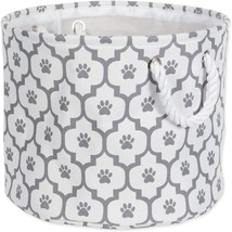 Small Round Lattice Paw Print, White/Gray, Bone Dry Pet Storage Collection. - £28.42 GBP