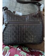 JACK GEORGES Hand -Stained Buffalo Leather With Woven Emboss Crossbody Bag - €59,37 EUR