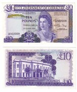 1986 Gibraltar 10 Pounds Note Unc QEII A922009 - $1,100.46 MXN