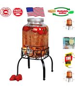Beautiful Glass Drink Dispenser with Metal Stand for Stylish Entertaining - $1,033.75 MXN