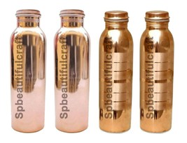 Pure Copper Water Drinking Bottle 2 Silver Touch 2 Smooth Plain Health Benefits - £49.16 GBP