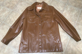 Vtg Fingerhut 70s Faux Leather Jacket Zipper Pockets Snap Button Size 12... - $58.05