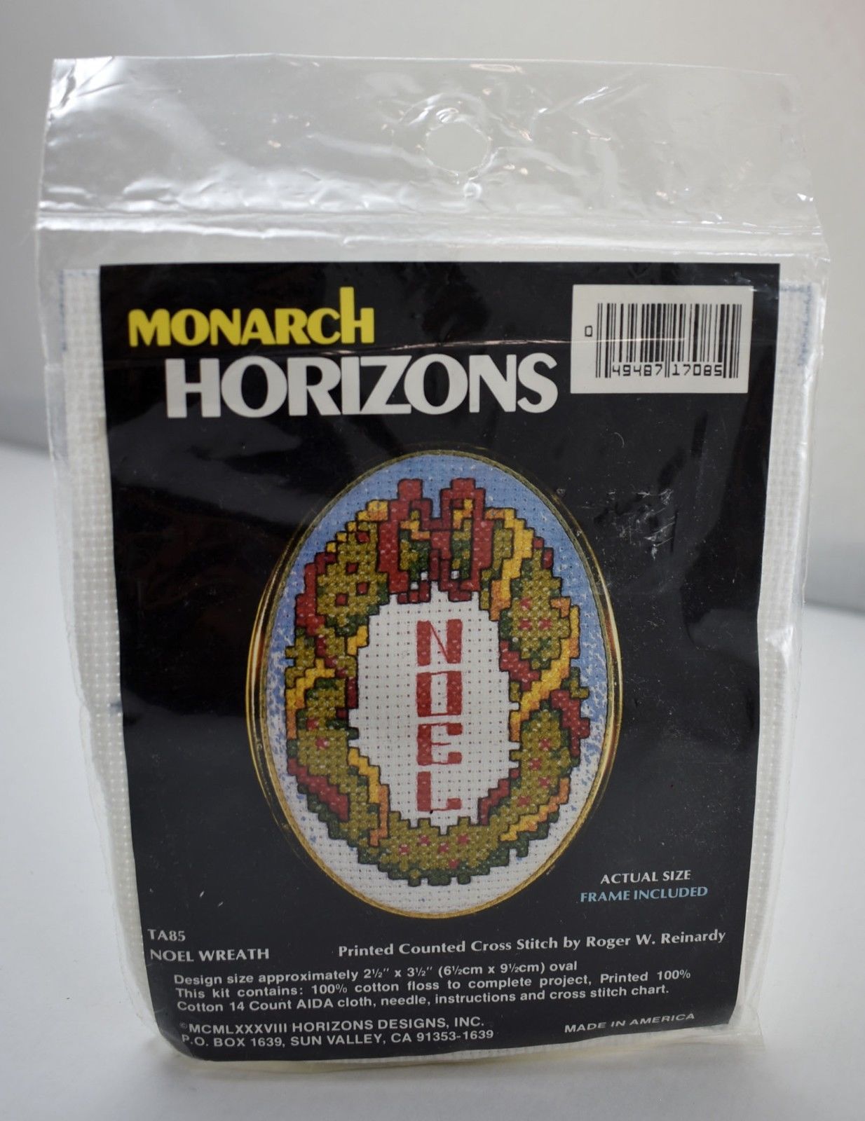 Noel Wreath Printed Counted Cross Stitch Kit by Monarch Horizons - with Frame - $6.60