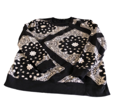 Womens Forever 21 Plus 1x Sweater Mandala Lace Black Off White Long Sleeve - £19.75 GBP