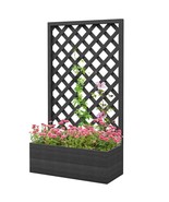 Outdoor Black Wooden Raised Garden Bed Planter Box with Lattice Trellis - $396.44 CAD