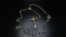 Vintage Gold Iridescent Pearlescent Bead Rosary - £15.57 GBP