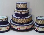 Nautical Diaper Cakes Themed Baby Boy Shower Set Navy Blue and gold - $364.32