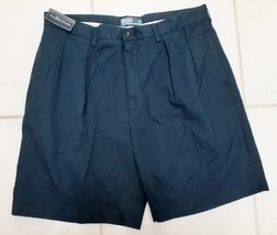 NEW Polo Ralph Lauren TYLER Shorts Dk Blue Pleated 100% Cotton Mens Size 38 NWT - £35.84 GBP