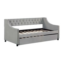 Full Size Grey Daybed with Trundle &amp; Tufted Upholstery - $513.99