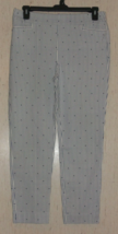 Excellent Womens Chico&#39;s White Pinstripe &amp; Polka Dots Pull On Pant Size 2R (12) - £26.12 GBP
