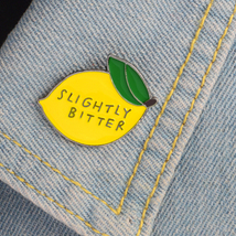 Kawaii Lemon Enamel Metal Pin Cute Yellow Funny Brooch Gift - £5.76 GBP