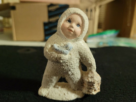 Small 3&quot;  Snowbaby Figurine Cute Winter Cold Blue Bird  Bird Cage - £13.62 GBP