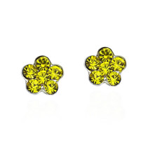 Petite Yellow Cubic Zirconia Flower Sterling Silver Nose Ring or Earrings - £6.87 GBP