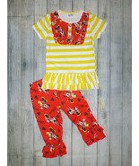 NEW Boutique Minnie Mouse Striped Tunic Ruffle Leggings Girls Outfit Set - £2.35 GBP+