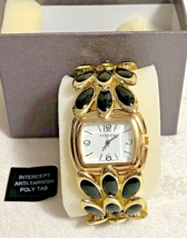 Strada Women&#39;s Quartz Watch Gold &amp; Black Plastic Stretch Band New - €19,58 EUR