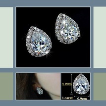 Platium Plated Sparkling Austrian Crystal and Rhinestone Water Drop Stud Earring image 3