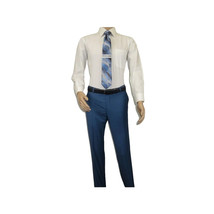 Men Suit BERLUSCONI Turkey 100% Italian Wool Super 180's 3pc Vested #Ber25 Blue image 8
