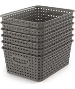 Wyt Weave Storage Organizer Baskets, Grey 6-Pack Plastic Woven Baskets, ... - €26,69 EUR