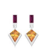 KICKY &amp; PERKY 925 Sterling Silver Baguette Shape Rhodolite Garnet and Ci... - $92.22