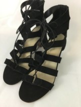 Marc Fisher Black Suede Paradox 11W Strappy Back Zip Block Heel Sandal - $26.18