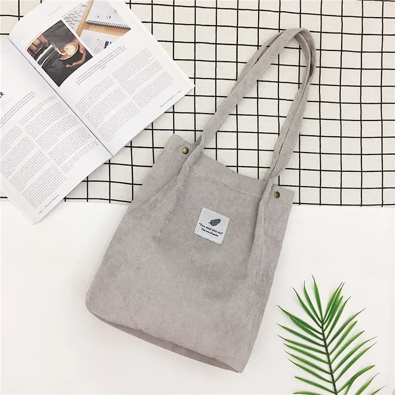 Corduroy Shoulder Women Bag light gray A - £9.47 GBP