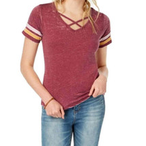 Ultra Flirt Juniors Ikeddi Crisscross Football T-Shirt, Medium, Old Maroon - $36.03