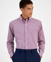 Club Room Dress Shirt Men&#39;s 17 34/35 Red Navy Regular-Fit Gingham All Co... - $20.99