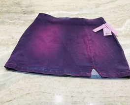 Women Violet Mid Rose Notch Front Seem less Denim Mini Skirt Size 14 - $27.60