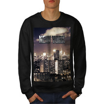 Wellcoda Black White New York Mens Sweatshirt, America Casual Pullover Jumper - £23.83 GBP+