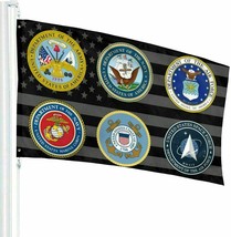 3x5 Armed Forces Military Service Six Branches Space Force Veteran 100D Flag - £44.21 GBP