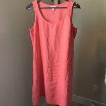 J Jill 100% Linen Shift Dress Womens Small Pink Coral Sleeveless Pockets - $32.66