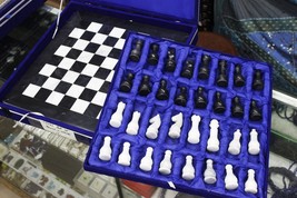 Handmade Red &amp; Beige Marble Chess Board Classic Strategy Game Set, Marbl... - $230.00