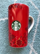 Starbucks Mug Tall Red Christmas 2013 Holiday Ornaments 16 oz Coffee Cup - £11.98 GBP