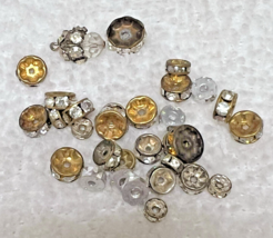 30 Vintage Rhinestone Studded Metal Plus Beads Spacers 3/16-3/8 inch - $34.92 CAD