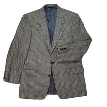 Gieves &amp; Hawkes Blazer 100% Wool Tweed Houndstooth Glen Plaid Gray Mens ... - $127.33