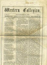 Western Collegian Newspaper Ohio Wesleyan University November 15, 1867 D... - $247.25
